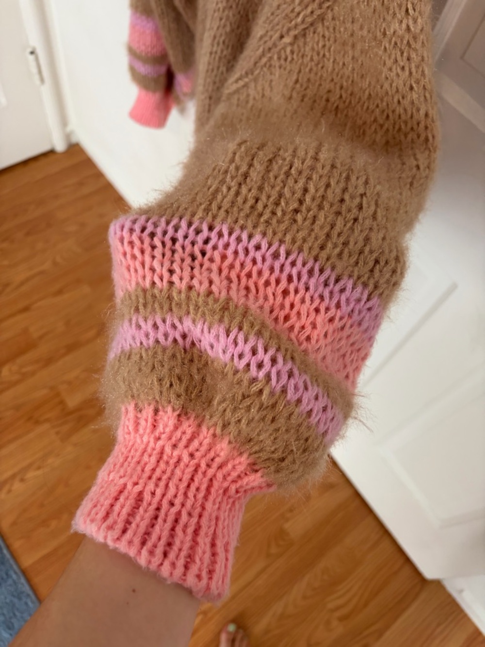 Anthropologie Fuzzy Camel Open-Front Knit Cardigan - Picture 5 of 8